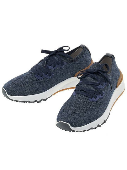 Stretch Knit Low Top Sneakers Navy - BRUNELLO CUCINELLI - BALAAN 2