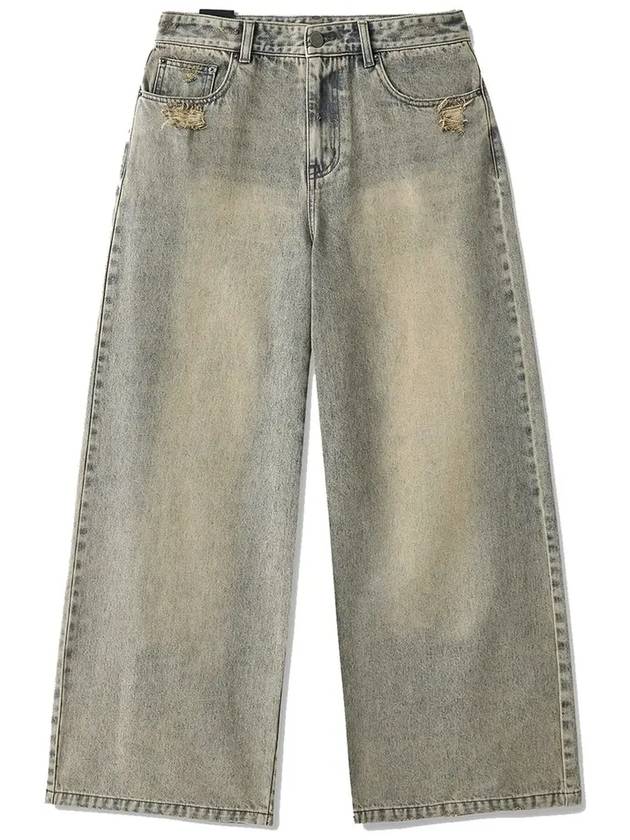 Dirty Washing Denim Wide Pants Dusty Grey - NOIRER FOR WOMEN - BALAAN 3