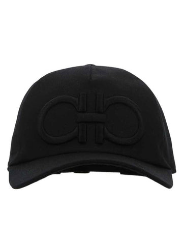 Gancini Logo Base Ball Cap Black - SALVATORE FERRAGAMO - BALAAN 1