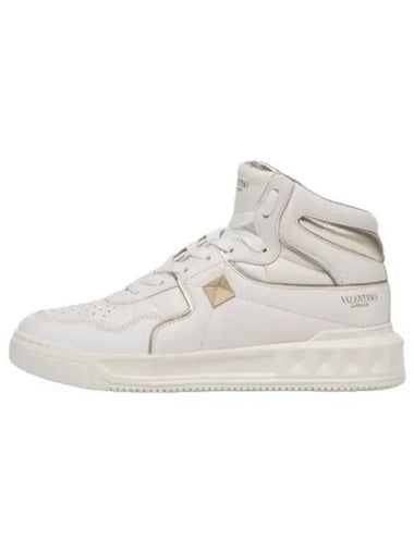 One Stud Mid Top Sneakers White - VALENTINO - BALAAN 1