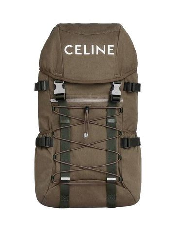 Printed Gabardine Trekking Backpack Khaki - CELINE - BALAAN 1