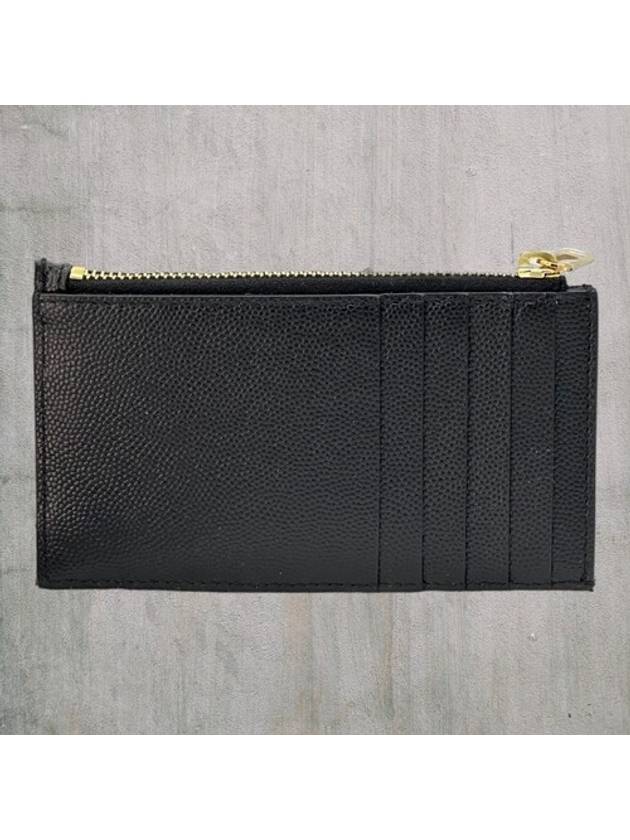 Monogram Fragment Zipper Card Wallet Black - SAINT LAURENT - BALAAN 5