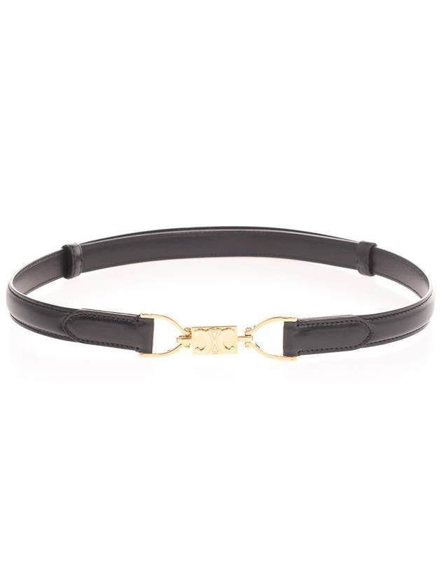 Small Block Triomphe Taurillon Leather Belt Black - CELINE - BALAAN 1