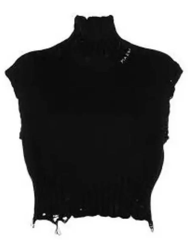 Distressed Cropped Cotton Vest Black - MARNI - BALAAN 2