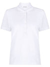 Women's Button Closure Cotton Short Sleeve Polo Shirt Optical White - MONCLER - BALAAN 2