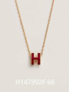 Mini Pop H Pendant Necklace Gold Rouge Ruby - HERMES - BALAAN 2