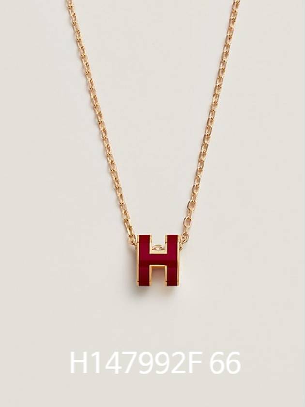 Mini Pop H Pendant Necklace Gold Rouge Ruby - HERMES - BALAAN 2