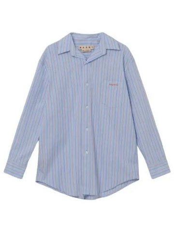 Organic Poplin Line Shirt Iris Blue - MARNI - BALAAN 1