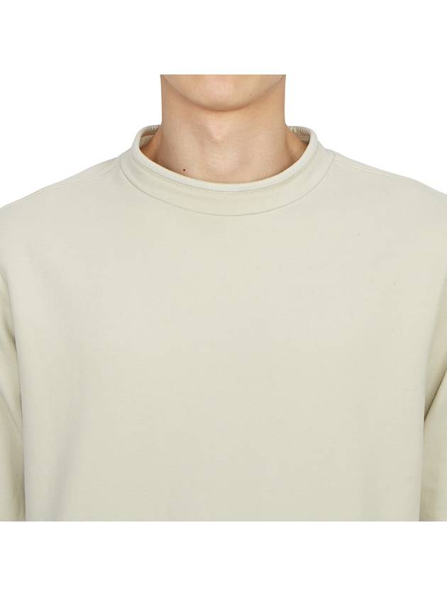 Stretch Cotton Fleece Mock Turtleneck Sweatshirt Stucco - STONE ISLAND - BALAAN 6