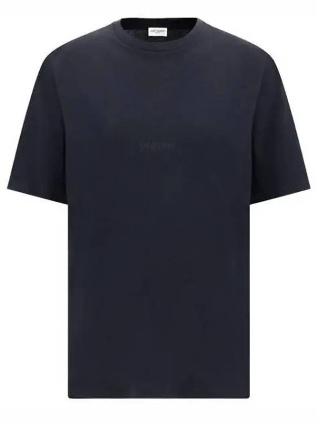 Crew Neck Cotton Short Sleeve T-shirt Black - SAINT LAURENT - BALAAN 2