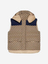 GG Canvas Down Vest With Detachable Hood Beige Blue - GUCCI - BALAAN 2