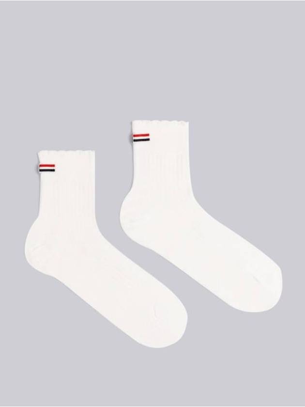 Scallop Pointel Bow Crew Socks White - THOM BROWNE - BALAAN 2