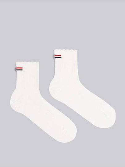 Scallop Pointel Bow Crew Socks White - THOM BROWNE - BALAAN 2