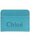 Sense Embroidered Logo Calfskin Card Wallet Light Blue - CHLOE - BALAAN 2