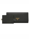 Saffiano Triangular Logo Flap Long Wallet Black - PRADA - BALAAN 2