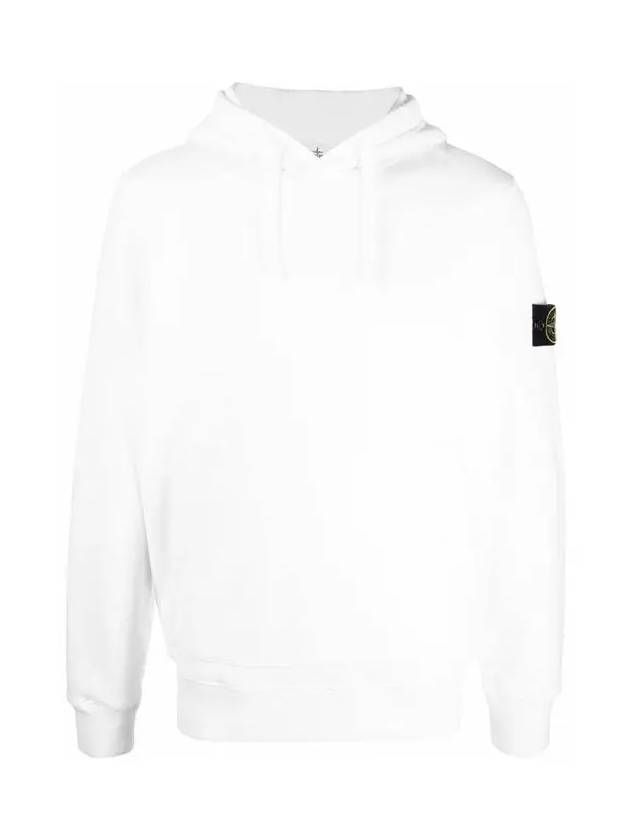 Wappen Patch Brushed Cotton Fleece Hoodie White - STONE ISLAND - BALAAN 3