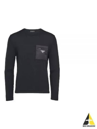 Triangle Logo Pocket Knitted Sweater Black - PRADA - BALAAN 2