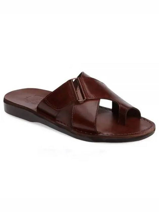 Asher leather slippers brown - JERUSALEM - BALAAN 1