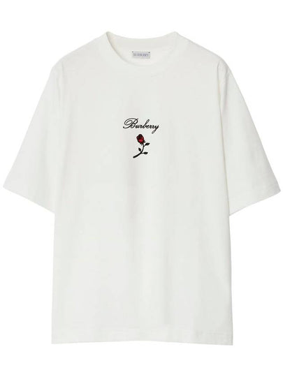 24 ss T-shirt WITH Embroid Flock Rose 8083647 B7264 B0230979125 - BURBERRY - BALAAN 2