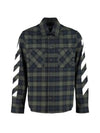 Diag Flannel Check Long Sleeve Shirt Green - OFF WHITE - BALAAN.