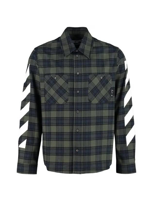 Diag Flannel Check Long Sleeve Shirt Green - OFF WHITE - BALAAN 1