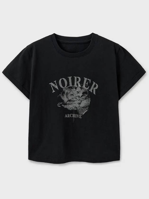 Archive Print Crop T-Shirt Black - NOIRER FOR WOMEN - BALAAN 3