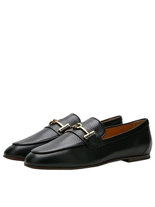 Women's Double T Logo Leather Loafers Black - TOD'S - BALAAN 2