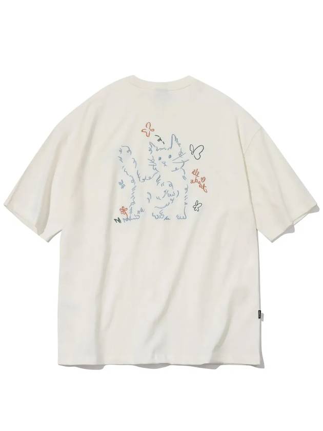 About Love Cat Embroidered Short Sleeve T Shirt Cream - CPGN STUDIO - BALAAN 4