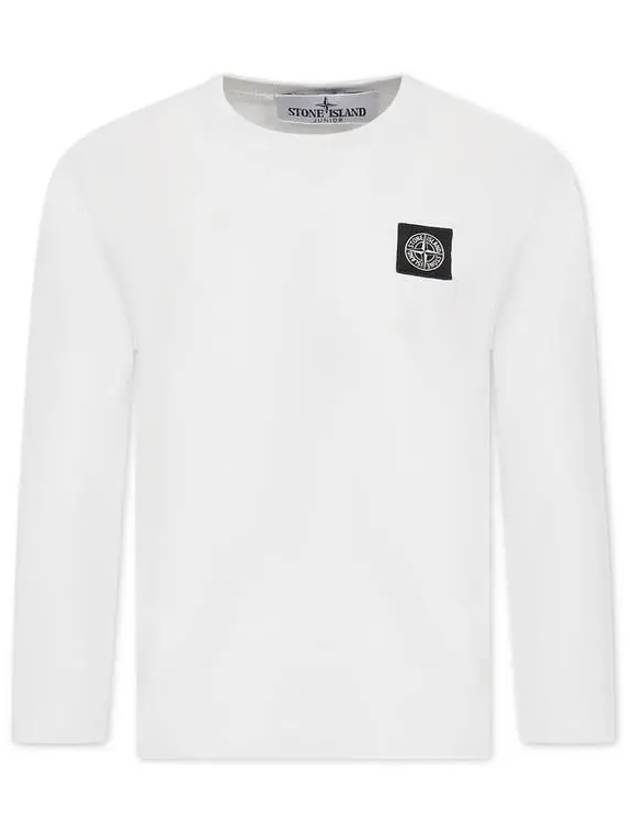 Kids Cotton Jersey Long Sleeve T-Shirt White - STONE ISLAND - BALAAN 2