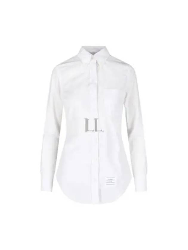 Women's Hidden Three Stripes Oxford Classic Shirt White - THOM BROWNE - BALAAN 2