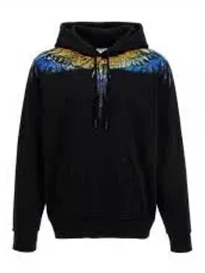 Icon Wings Drawstring Cotton Hoodie Black - MARCELO BURLON - BALAAN 2