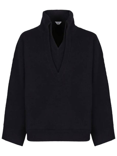 Compact Double Layer Neckline Knit Top Navy - BOTTEGA VENETA - BALAAN 2