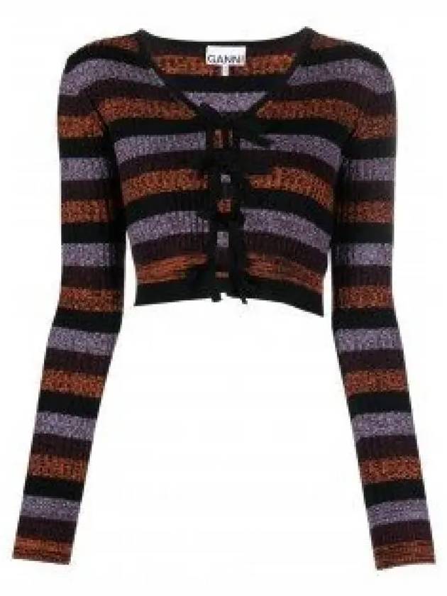 Striped Merino Rib Crop Cardigan - GANNI - BALAAN 2