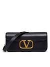 V Logo Leather Cross Tote Bag Black - VALENTINO - BALAAN.