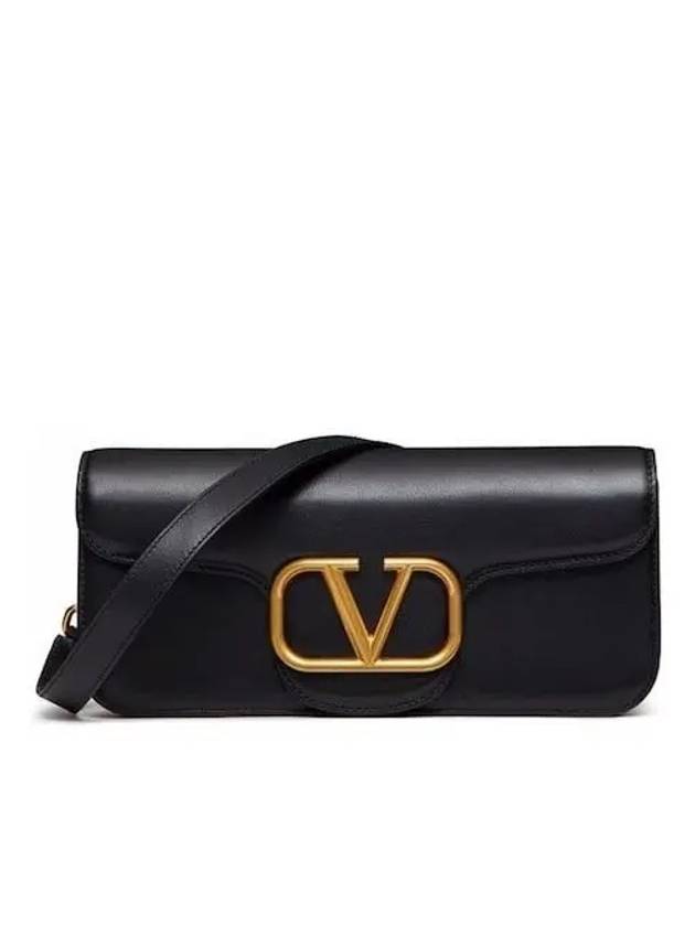 V Logo Leather Cross Tote Bag Black - VALENTINO - BALAAN 3