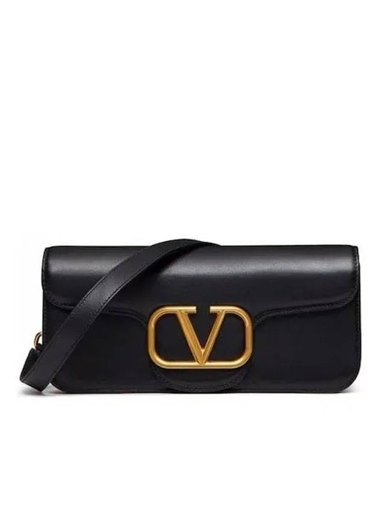 V Logo Leather Cross Tote Bag Black - VALENTINO - BALAAN 2