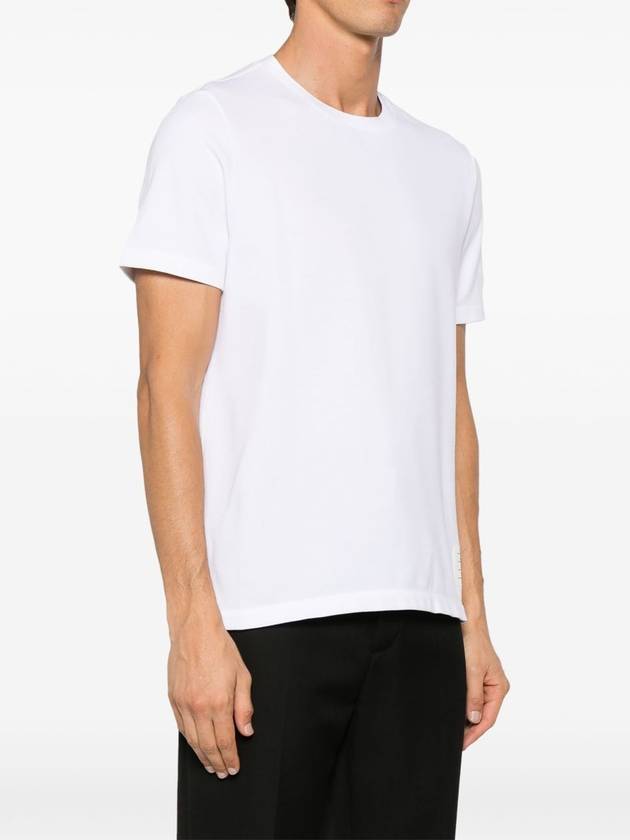 Men's Center Back Striped Short Sleeve T-Shirt White - THOM BROWNE - BALAAN 5