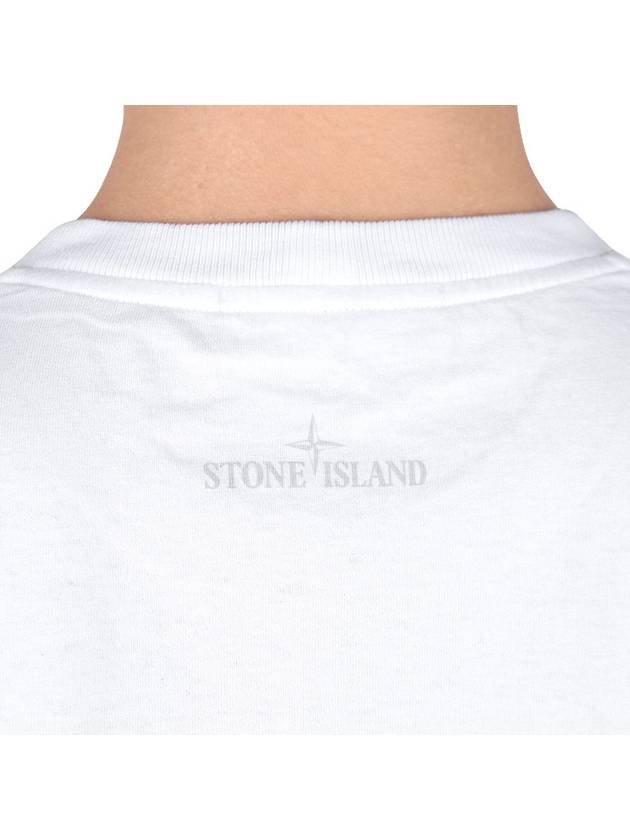 Logo Print Cotton Short Sleeve T-Shirt White - STONE ISLAND - BALAAN 8