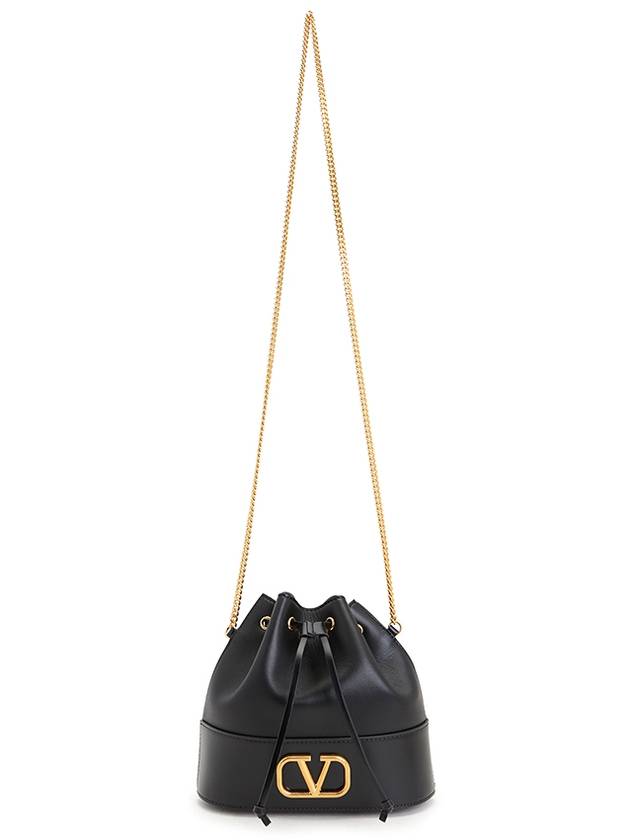 V logo signature chain nappa mini bucket bag black - VALENTINO - BALAAN 8