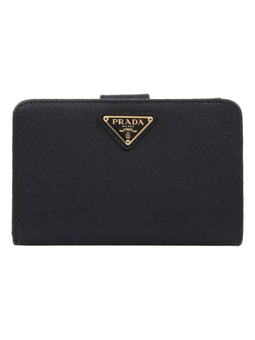 Small Saffiano Half Wallet Black - PRADA - BALAAN 1