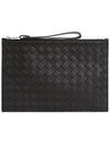 Intrecciato Strap Large Clutch Bag Black - BOTTEGA VENETA - BALAAN 2