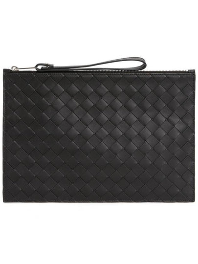 Intrecciato Strap Large Clutch Bag Black - BOTTEGA VENETA - BALAAN 2