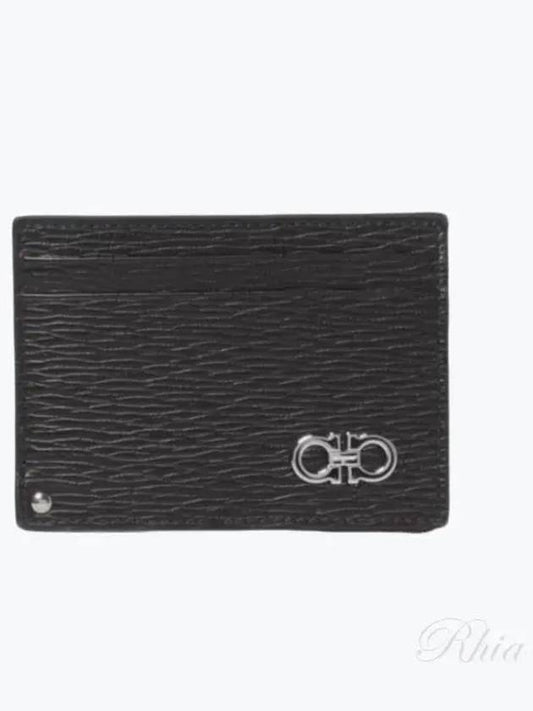 Double Gancini Leather Card Wallet Black - SALVATORE FERRAGAMO - BALAAN 2