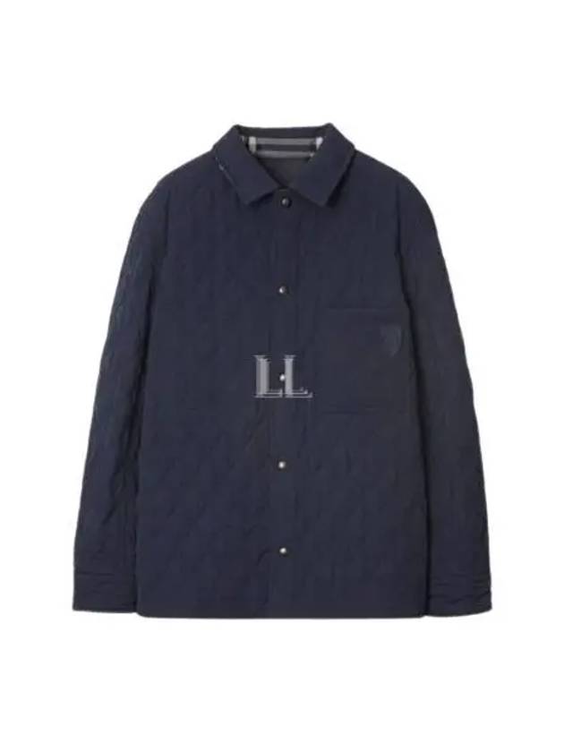 Check Reversible Quilted Overshirt Jacket Charcoal Navy - BURBERRY - BALAAN 2