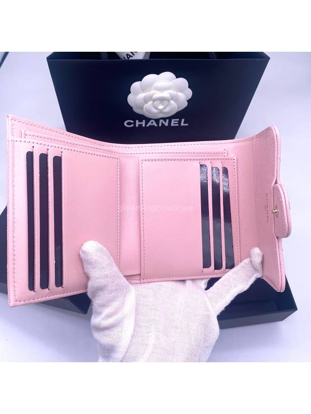 Classic Snap Half Wallet Caviar Light Pink Siamese Bone AP0231 - CHANEL - BALAAN 7