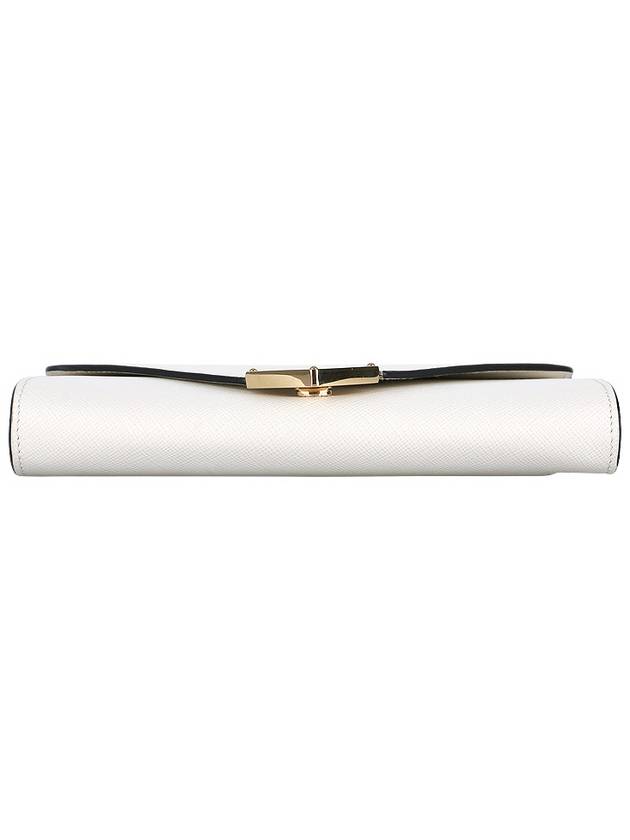 Triangle Logo Saffiano Chain Clutch Bag White - PRADA - BALAAN 7