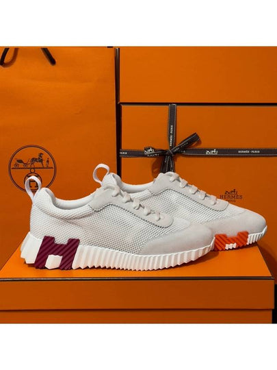 Women's Bouncing Sneakers White Mesh H Purple Orange Twotone - HERMES - BALAAN 2