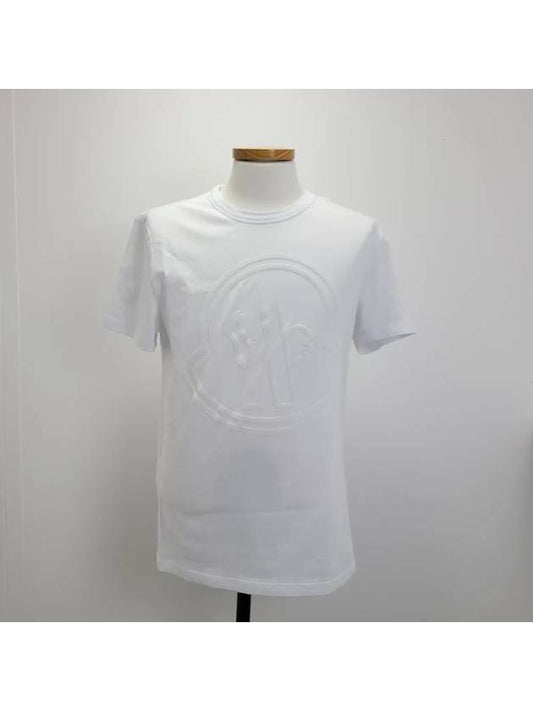 Men's Big Logo Print Short Sleeve T-Shirt White - MONCLER - BALAAN.