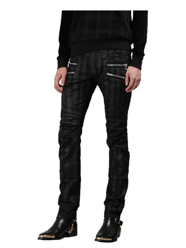 Men's Zebra Washing Zipper Detail Jeans Black - BALMAIN - BALAAN 6