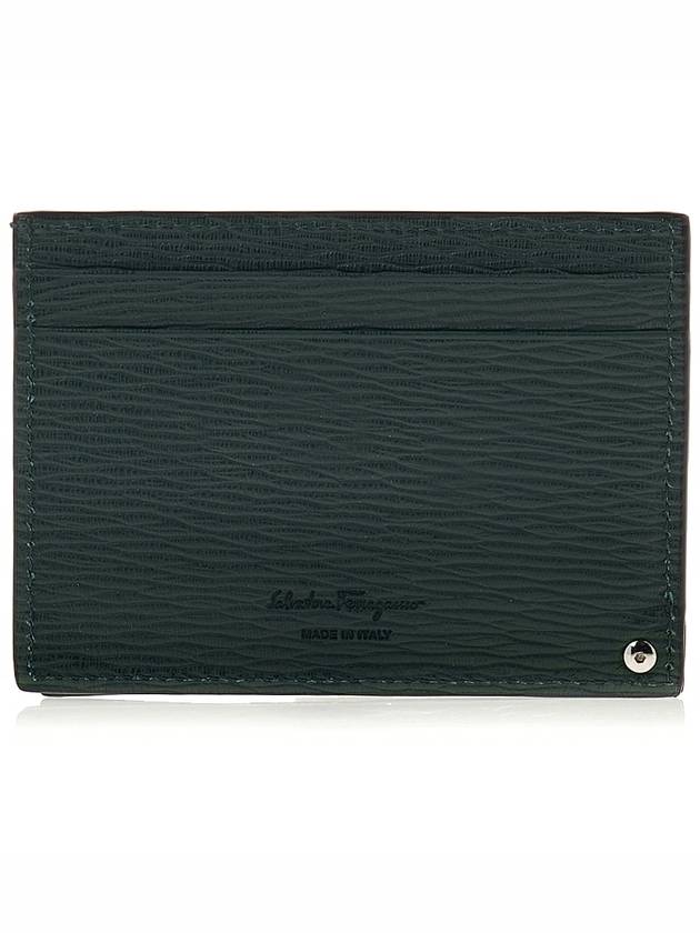 Double Gancini Leather Card Wallet Green - SALVATORE FERRAGAMO - BALAAN 4